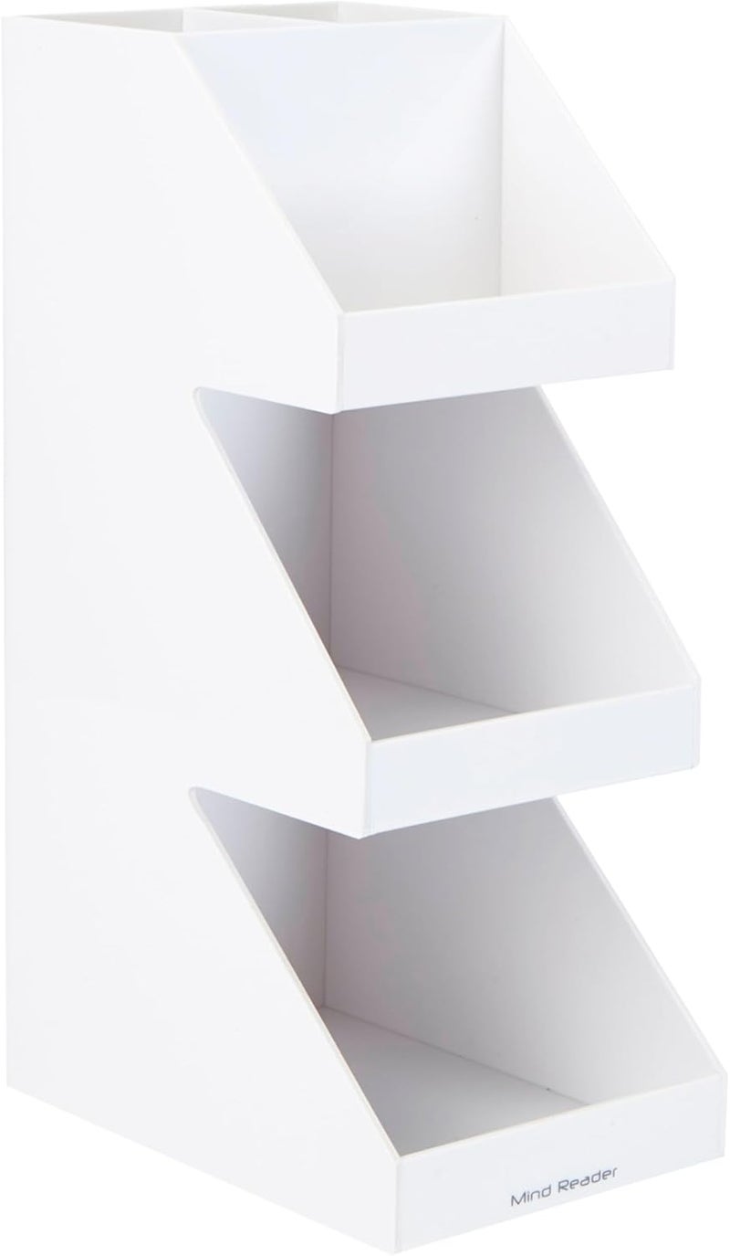 Mind Reader Coffee Tea Utensil and Condiment Station, Countertop Organizer, Coffee Bar, Kitchen, 6"L x 9"W x 16"H, White - Image 5