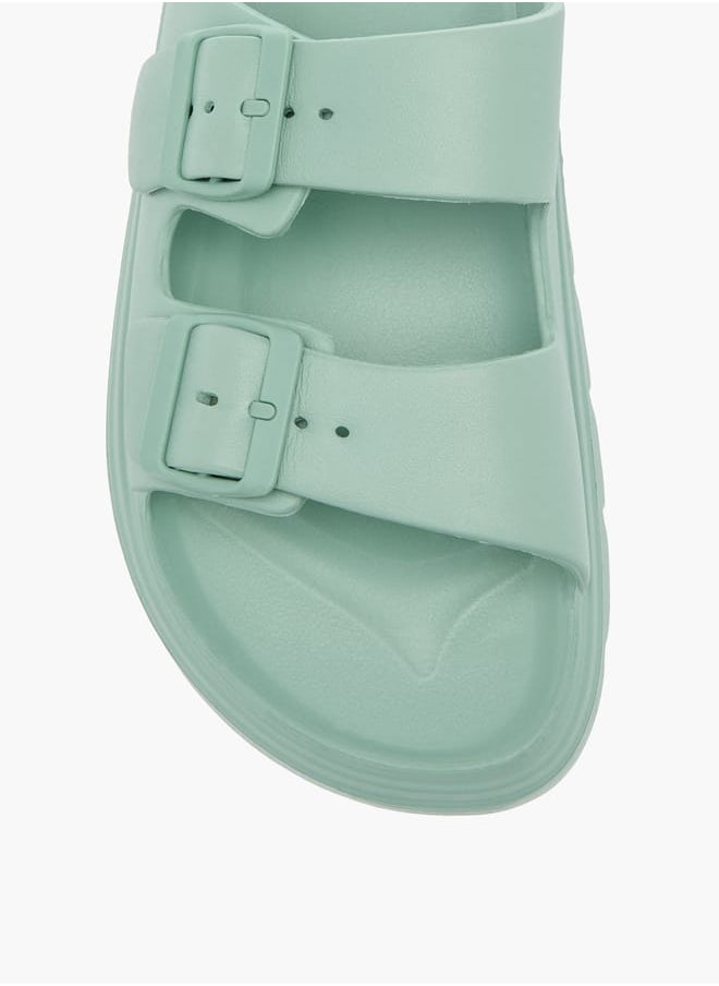 Celeste Womens Buckle Accent Slide Slippers With Slip-On Closure  - Image 3