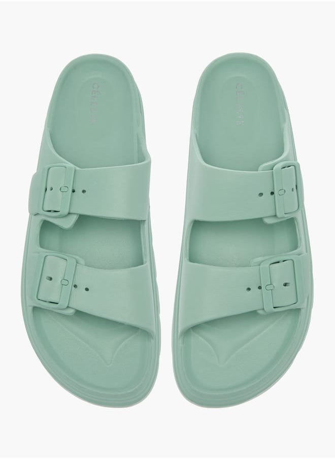 Celeste Womens Buckle Accent Slide Slippers With Slip-On Closure  - Image 2
