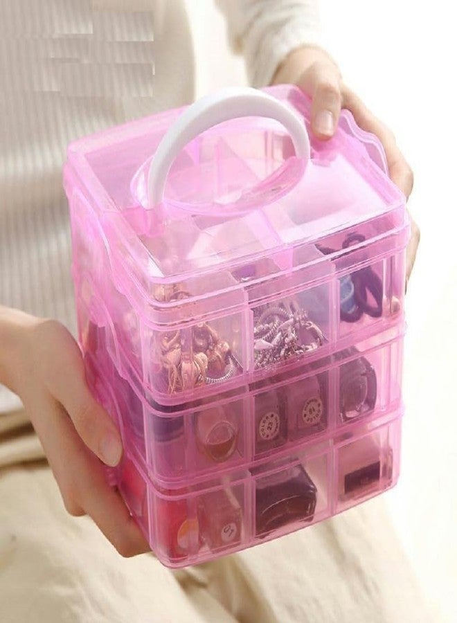 FINWARE Beauty, 18 Grid Storage Box for Makeup, Make-up Brush, Skin Care Product, Jwellery, ETC Small Item Sorage Organiser Box Dressing table Vanity Case. (18 Grid -1) (Pink) - Image 4
