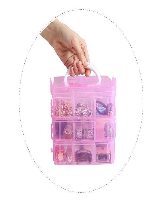 FINWARE Beauty, 18 Grid Storage Box for Makeup, Make-up Brush, Skin Care Product, Jwellery, ETC Small Item Sorage Organiser Box Dressing table Vanity Case. (18 Grid -1) (Pink) - Image 2