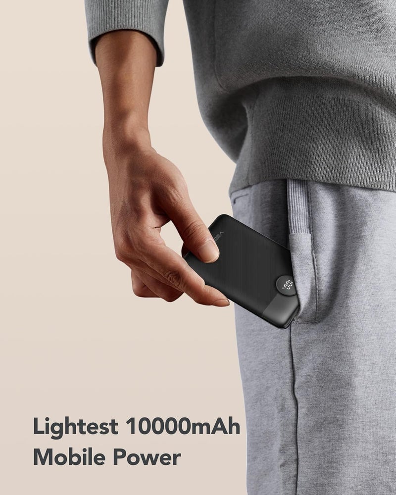 VEGER Mini Portable Charger 10000mAh Power Bank with Built in Cables, PD12W Fast Charging Compact USB C Battery Pack with Digital Display Compatible for iPhone, Android Phone - Image 3