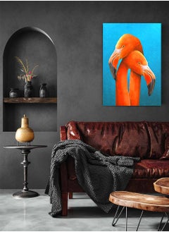 LOWHA Framed Canvas Wall Art Stretched Over Wooden Frame, lovely Flamingos Couple Painting, For Home, Living Room, Office Decor  - Image 3