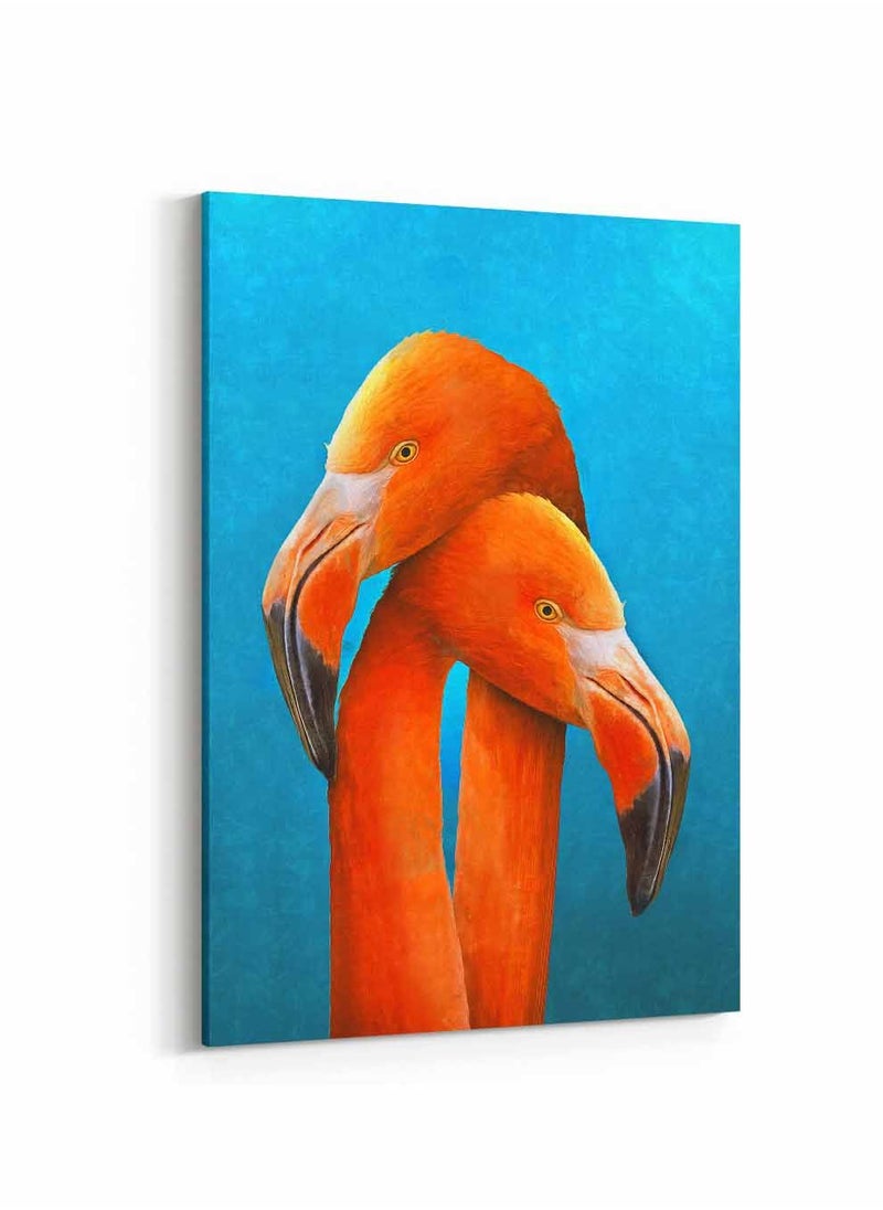 LOWHA Framed Canvas Wall Art Stretched Over Wooden Frame, lovely Flamingos Couple Painting, For Home, Living Room, Office Decor  - Image 5