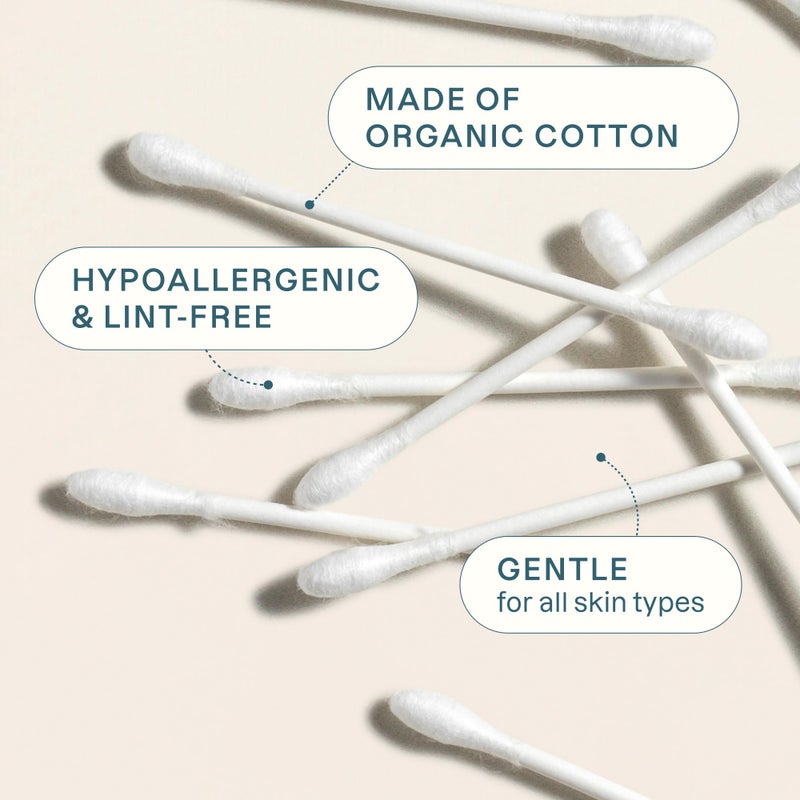 Cliganic Cliganic Organic Cotton Swabs, 500 Count - 100% Pure Natural Cotton, Chlorine-Free Hypoallergenic, Soft, Gentle & Absorbent Buds - Image 3