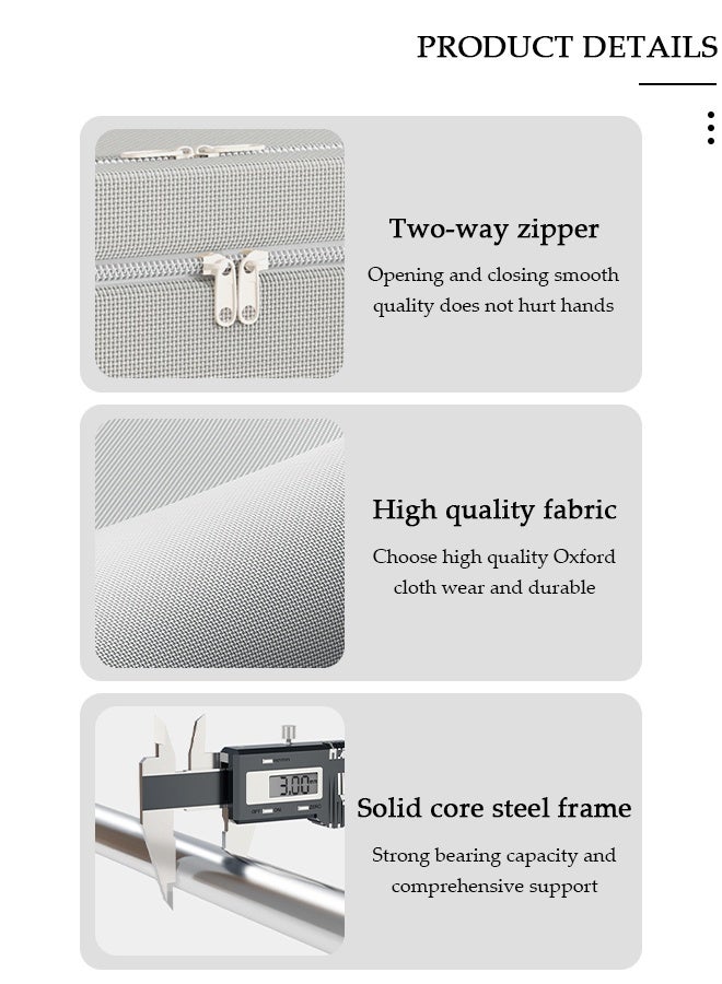 DUNISO 2 Pack Closet Storage Box with Metal Frame, Stackable Flodable Closet Container Organizer with Lids Handle Double & Zippers, Large Capacity Wardrobe Clothes Storage Box with Clear Window for Blanket, Bedding, Clothes, Comforter - Image 3