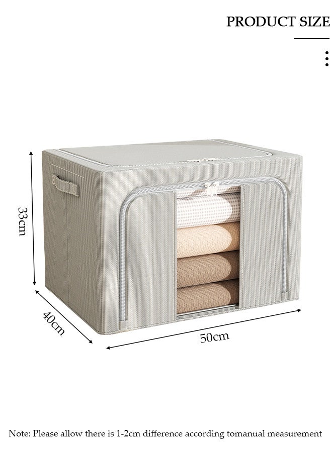 DUNISO 2 Pack Closet Storage Box with Metal Frame, Stackable Flodable Closet Container Organizer with Lids Handle Double & Zippers, Large Capacity Wardrobe Clothes Storage Box with Clear Window for Blanket, Bedding, Clothes, Comforter - Image 2