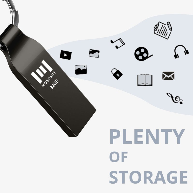 MOSDART Waterproof 32GB USB2.0 Flash Drive, FAT32 Metal Memory Stick with Keychain, for System Back, Data Storage, Titan Gray - Image 5
