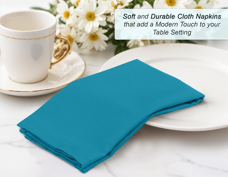 Zoyer Cloth Napkins Set of 4 18x18 Inches Cotton Enrich Napkins Cloth Washable Soft  Durable Dinner Napkins for Parties Wedding Christmas Thanksgiving  Everyday Use  Teal - Image 5