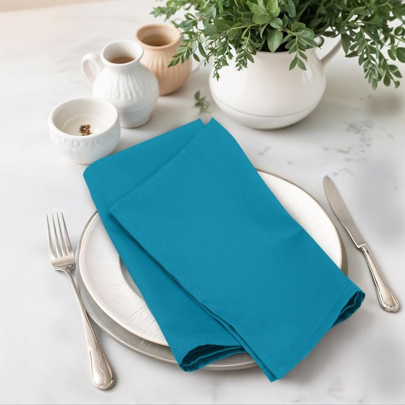 Zoyer Cloth Napkins Set of 4 18x18 Inches Cotton Enrich Napkins Cloth Washable Soft  Durable Dinner Napkins for Parties Wedding Christmas Thanksgiving  Everyday Use  Teal - Image 2