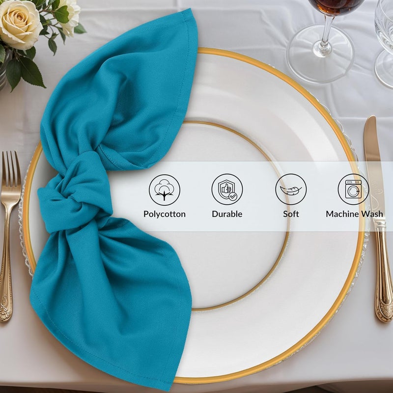 Zoyer Cloth Napkins Set of 4 18x18 Inches Cotton Enrich Napkins Cloth Washable Soft  Durable Dinner Napkins for Parties Wedding Christmas Thanksgiving  Everyday Use  Teal - Image 3