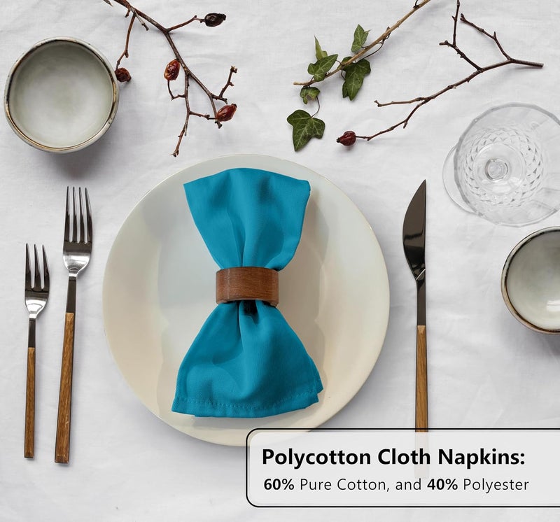 Zoyer Cloth Napkins Set of 4 18x18 Inches Cotton Enrich Napkins Cloth Washable Soft  Durable Dinner Napkins for Parties Wedding Christmas Thanksgiving  Everyday Use  Teal - Image 4