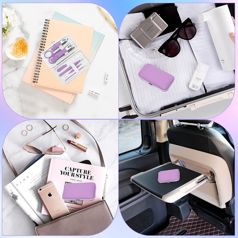 Aceoce Manicure Set Women's Nail Clipper Set Nail Kit with Travel Case - Purple, Stainless Steel, Compact, Curved Edge, Perfect for Travel & Everyday Use - Image 4