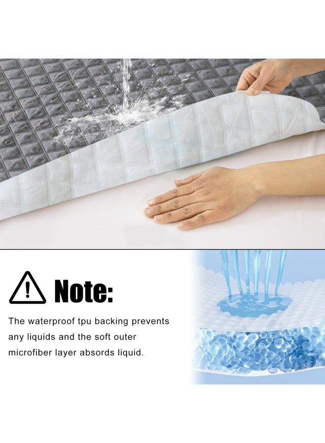 GGEROU Mattress Protector, Waterproof Mattress Pad Protector, Elastic Fitted Mattress Protector, Machine Washable Mattress Topper Grey, 220*200cm - Image 3