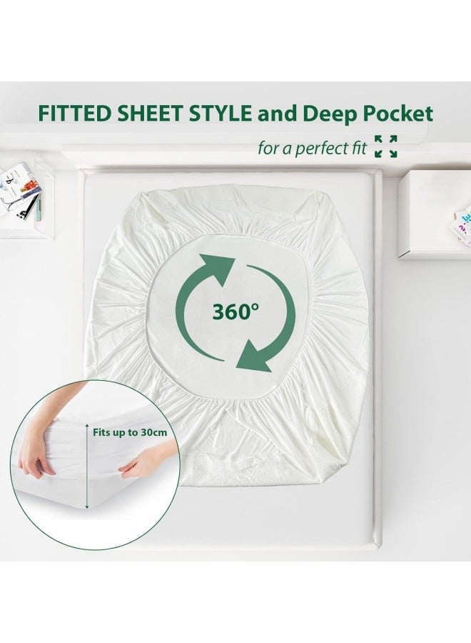 GGEROU Mattress Protector, Waterproof Mattress Pad Protector, Elastic Fitted Mattress Protector, Machine Washable Mattress Topper Grey, 220*200cm - Image 4