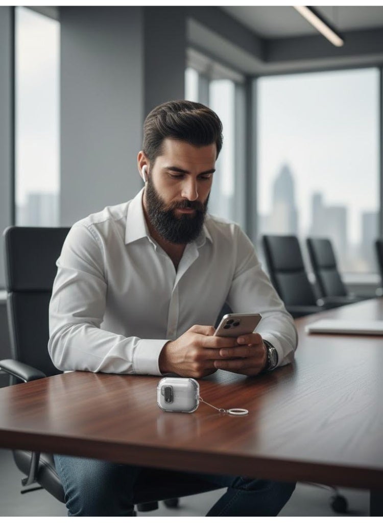 AirPods Pro 3 2025 Cover Case with Lock, Drop-proof and Shockproof Protective Case Cover with Keychain for Apple AirPods Pro 3 for Women Men, Transparent Black - Image 4