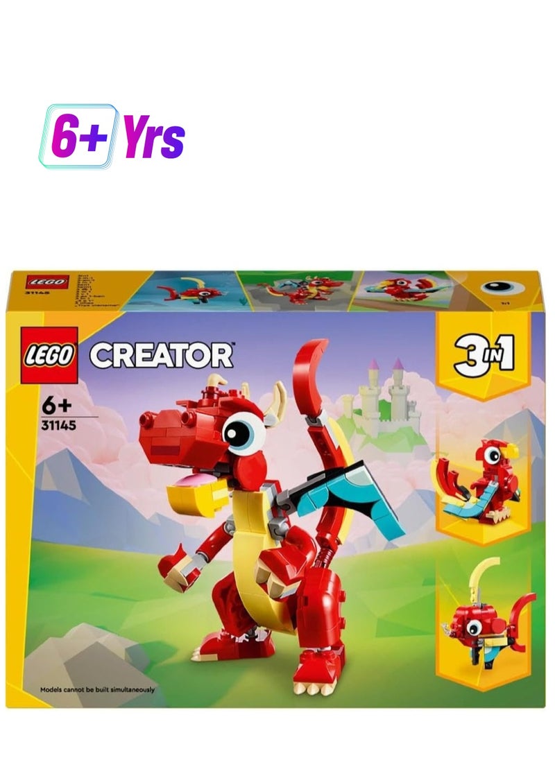 LEGO LEGO Creator 3in1 Red Dragon Toy to Fish Figure to Phoenix Bird Model, Animal Figures Set  - Image 1