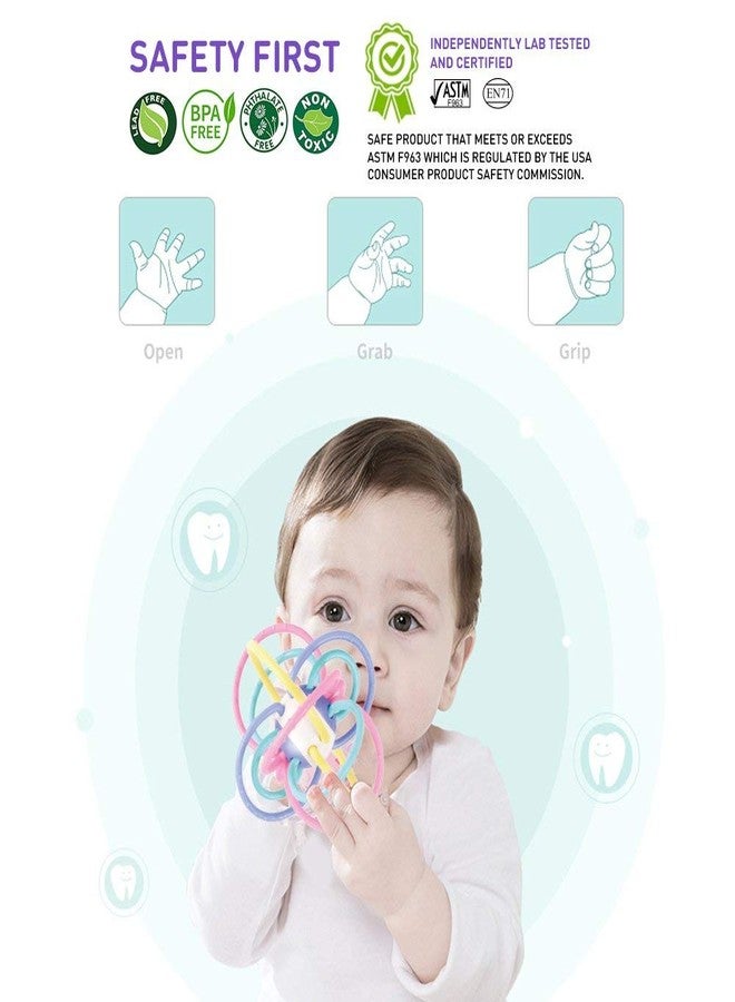Homava Baby Sensory Teether Ball - Soft Rattle Rings for Grasping & Chewing - BPA-Free Infant Toy for 0-6 Months - Safe Sensory | Pack 1 - Image 5
