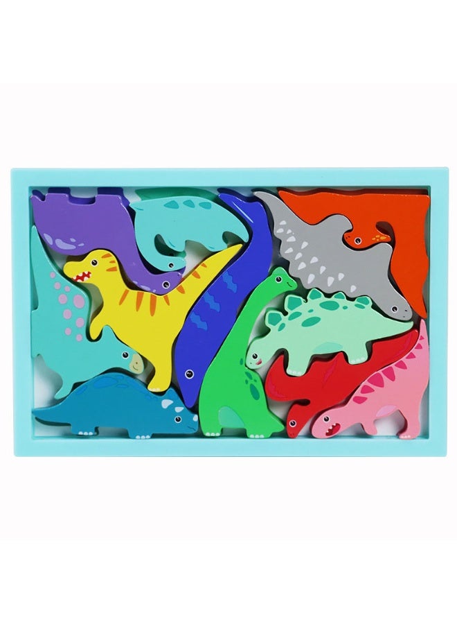 【Dinosaur Building Blocks】Kids Wooden Educational 3D Puzzle Toy | For Children 3+ Years | Safe Wood Material + Colorful Water-Based Paint | Smooth Rounded Edges | Cognitive Matching + Color/Shape Recognition | Develops Fine Motor Skills  Concentration | Enhances Hand-Eye Coordination  Spatial Imagination | Dinosaur Theme Early Learning Toy - Image 1