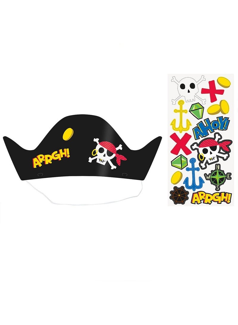 Unique Pirate ARRGH Paper Party Hats Black 30cm 8-Pack - Image 1
