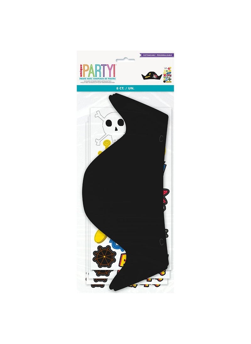 Unique Pirate ARRGH Paper Party Hats Black 30cm 8-Pack - Image 4