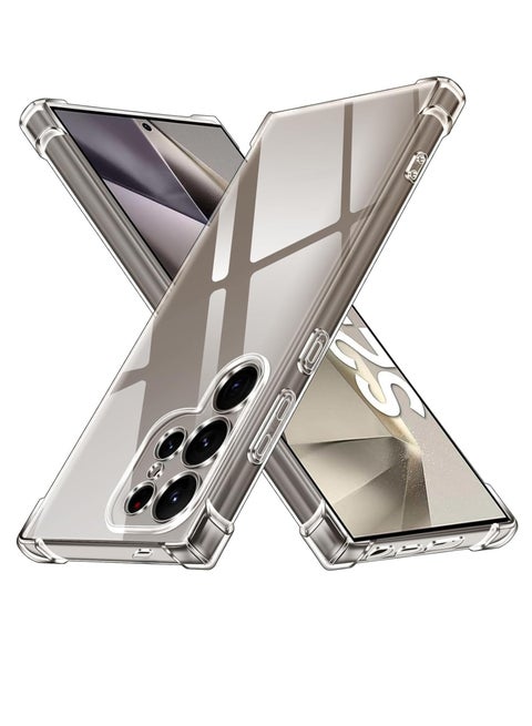 حافظة متوافقة مع هاتف سامسونج جالاكسي S25 الترا، غطاء سيليكون شفاف مصنوع من مادة TPU غوريلا وواقي مضاد للصدمات وزوايا مقاومة للصدمات - شفاف