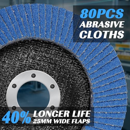 Pukamam 24 Pack of Flap Discs 4 1/2 for Angle Grinder Grit 40 60 80 120 Type 29 Zirconia Grinding Wheel for Wood Metal Sanding - Image 4
