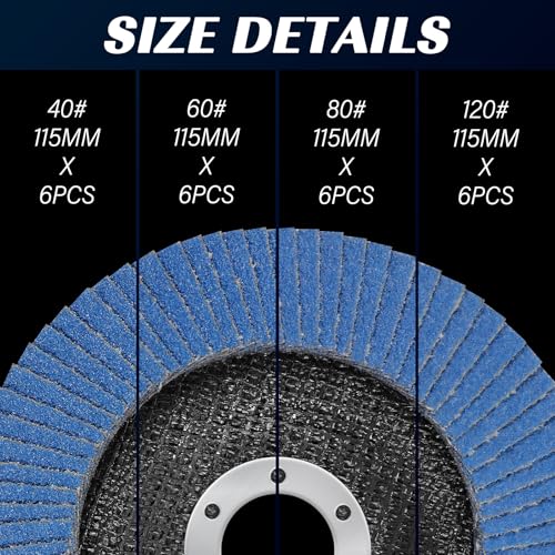 Pukamam 24 Pack of Flap Discs 4 1/2 for Angle Grinder Grit 40 60 80 120 Type 29 Zirconia Grinding Wheel for Wood Metal Sanding - Image 2