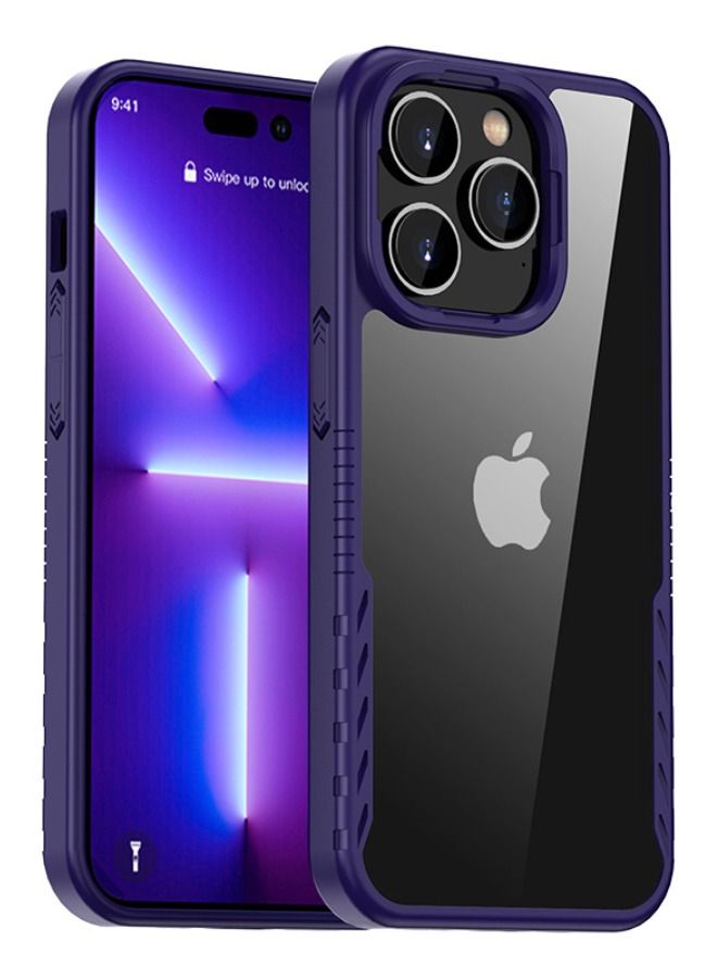 iPhone 14 Pro Mobile Case, Shockproof Translucent Matte Hard Back Cover with Soft Silicone Grip Frame, Anti-Drop Explosion-Proof Non-Stick Fingerprint Protective Case for iPhone 14 Pro 6.1 inch