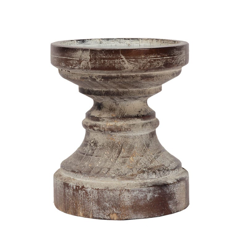 SOFE Decorative Pillar Candle Holder Rustic Wood Candle Holders for Table Centerpiece Handmade Farmhouse Candle Holders Antique Wooden Candlestick Holders Gift for Wedding Party Home