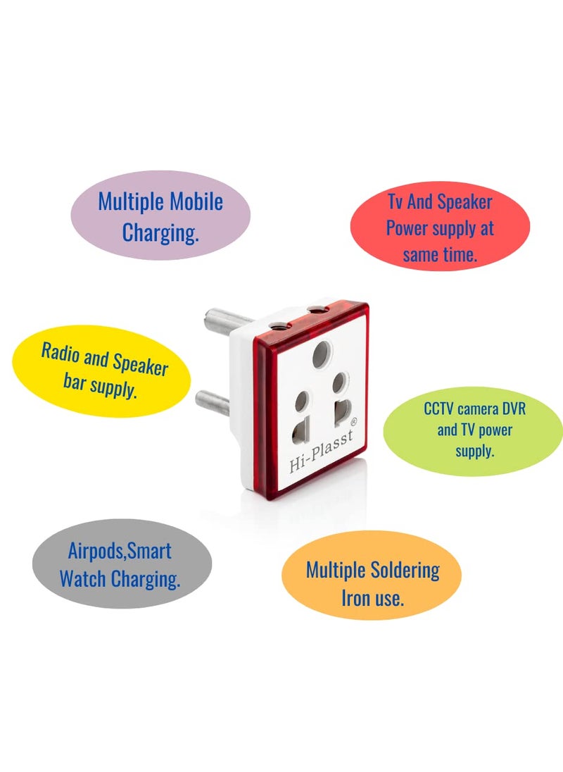 HI PLASST PINS N PLUGS HI PLASST PINS N PLUGS 15 Pieces of 3 Pin Multi Plug Socket Type D Dual Inputs Computer PC Laptop Phone 2 in 1 Plug Extension Socket White  - Image 5