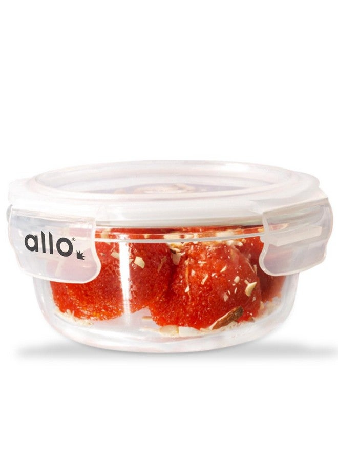 Allo Food Safe Borosilicate Glass Containers with Lids, 450°C Oven Microwave Safe Containers, Meal Prep Borosilicate Glass Food Storage Containers for Kitchen, 400ml x 1, Round - Image 1