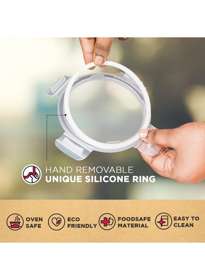 Allo Food Safe Borosilicate Glass Containers with Lids, 450°C Oven Microwave Safe Containers, Meal Prep Borosilicate Glass Food Storage Containers for Kitchen, 400ml x 1, Round - Image 5