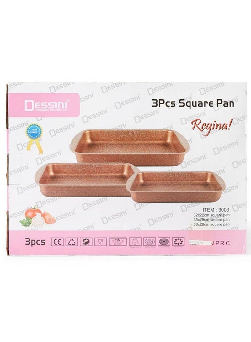 DubaiGallery طقم مقالي مربعة من الجرانيت 3 قطع بني - Image 4