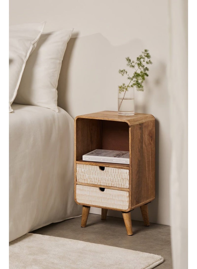 أرتيسانيا - المنزل والمعيشة طاولة جانبية للسرير من خشب المانجو من يولارا (30 × 55 سم) - Image 1
