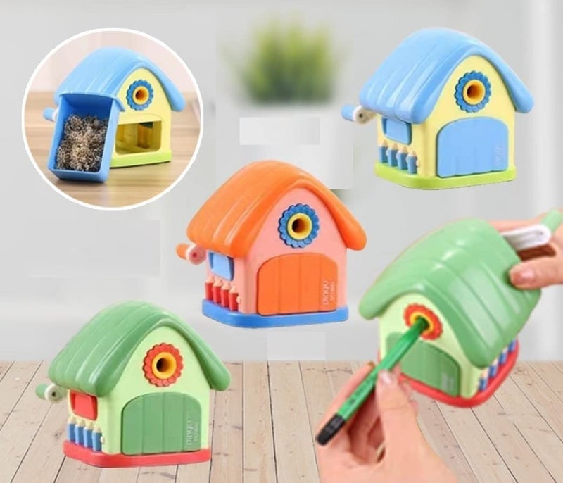 TEMSON House Shaped Pencil Sharpener - Kids' Portable Plastic Manual Pencil Sharpener, Red - Image 4
