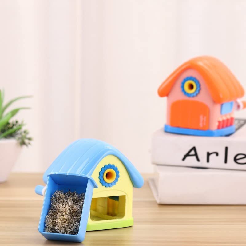 TEMSON House Shaped Pencil Sharpener - Kids' Portable Plastic Manual Pencil Sharpener, Red - Image 2