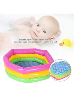 Zerodis Toy Round Pool, Three-Ring Rainbow Foldable Inflatable Swimming Tub Baby Waterproof Play House Sand Table Fishing Toy Toddlers Shower Bathtub for Children Kids(60cm)  - Image 2