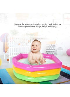Zerodis Toy Round Pool, Three-Ring Rainbow Foldable Inflatable Swimming Tub Baby Waterproof Play House Sand Table Fishing Toy Toddlers Shower Bathtub for Children Kids(60cm)  - Image 3