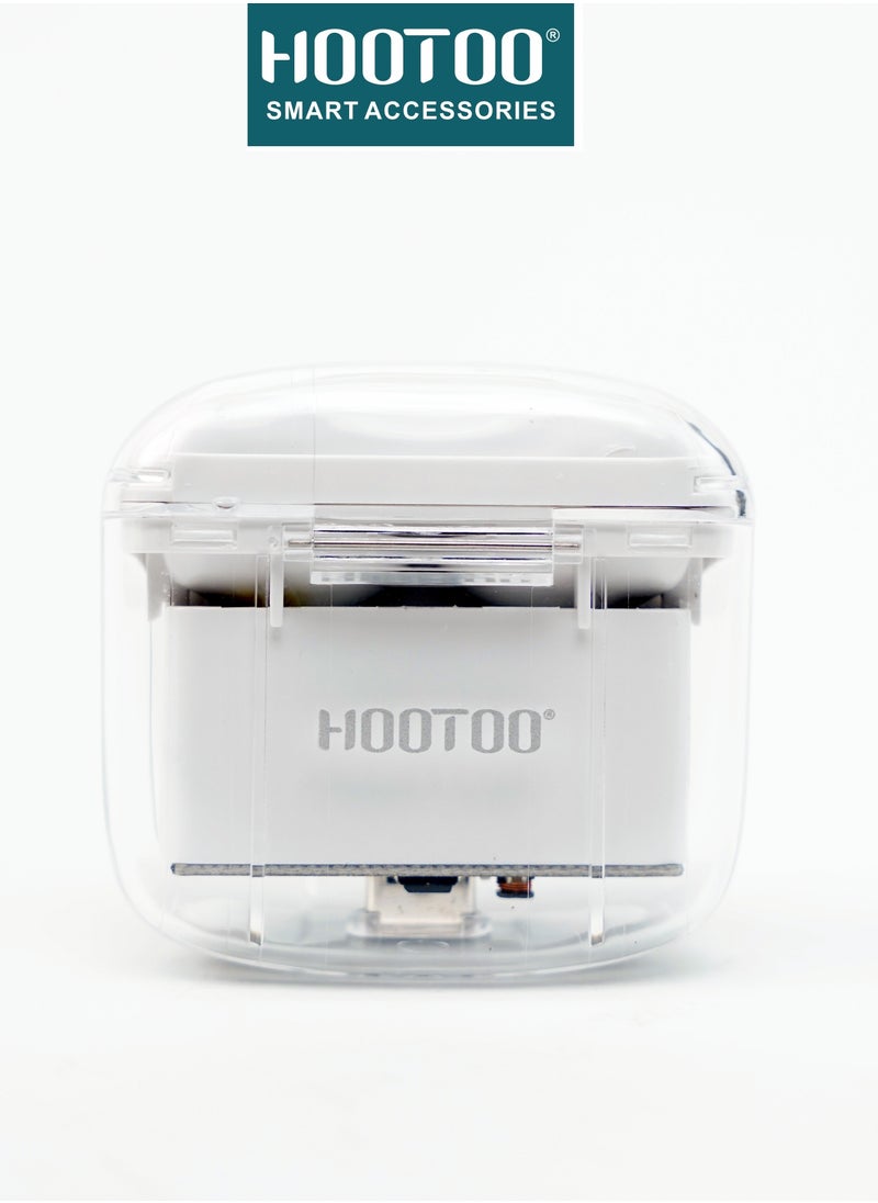 HooToo - Hootoo HT-EP62 TWS earphones with Hifi sound, Deep bass, Clear Microphone, and 25H of working. Clear White - Image 1