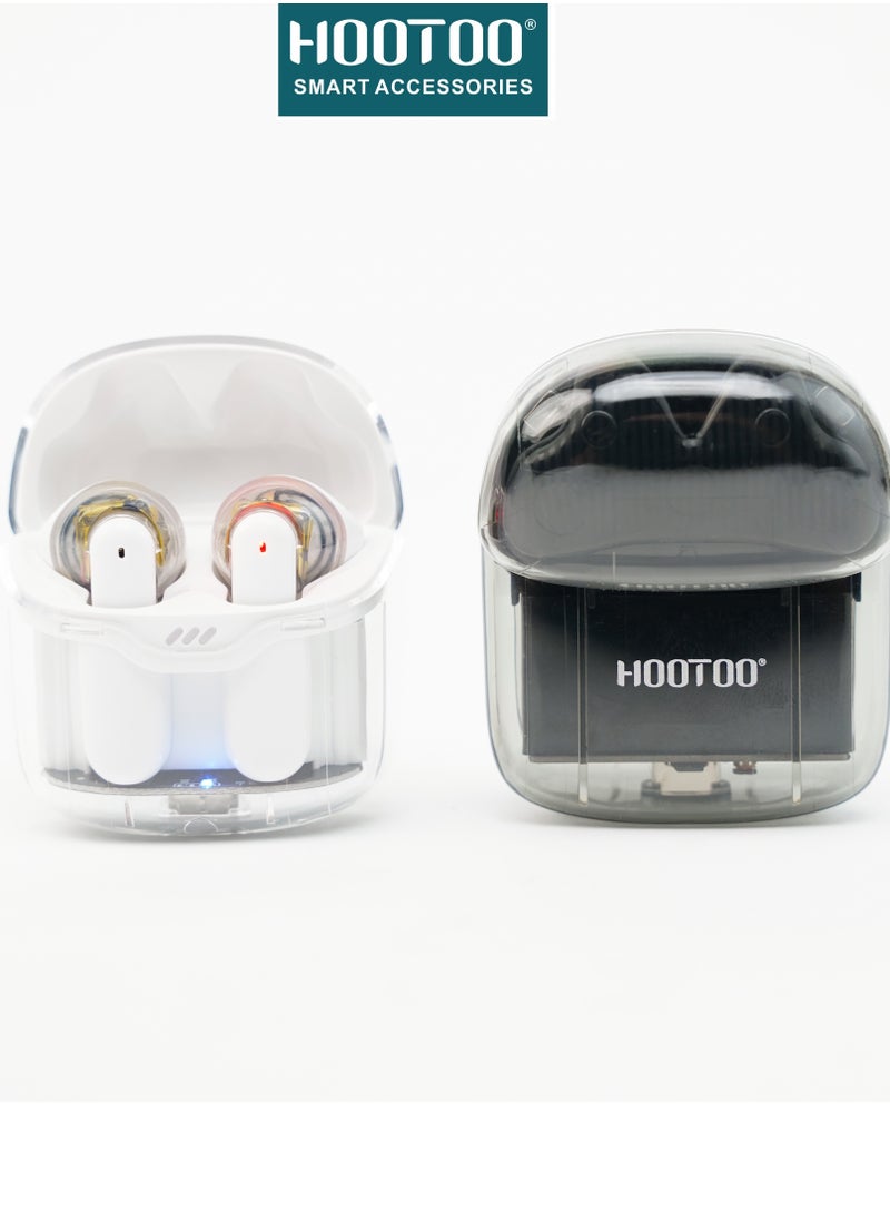 HooToo - Hootoo HT-EP62 TWS earphones with Hifi sound, Deep bass, Clear Microphone, and 25H of working. Clear White - Image 1