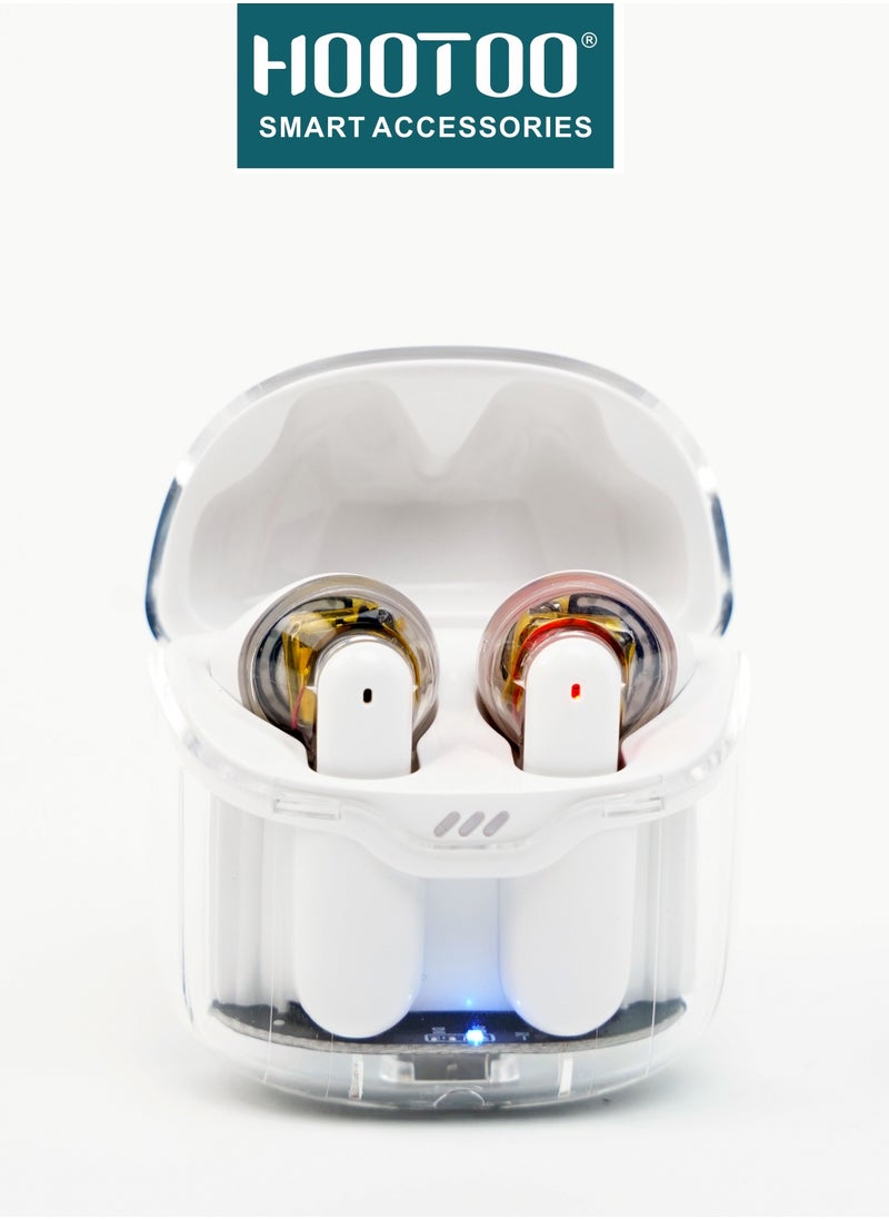 HooToo - Hootoo HT-EP62 TWS earphones with Hifi sound, Deep bass, Clear Microphone, and 25H of working. Clear White - Image 1