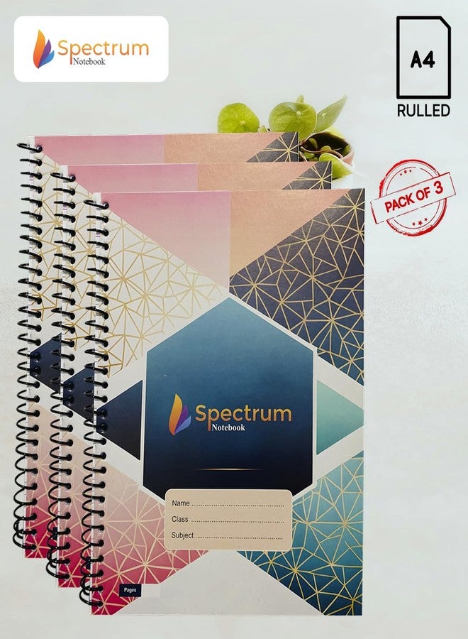 دفتر ملاحظات سبكتروم A4 مسطر، غلاف مقوى، سطر واحد، عبوة من 3 دفاتر، تصميم هندسي - Image 3