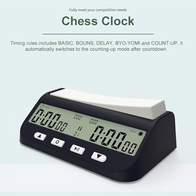Eacam Digital Chess Clock TimerChess Timer for Board GamesProfessional Chess Timer with Count Down Up Function - Image 4