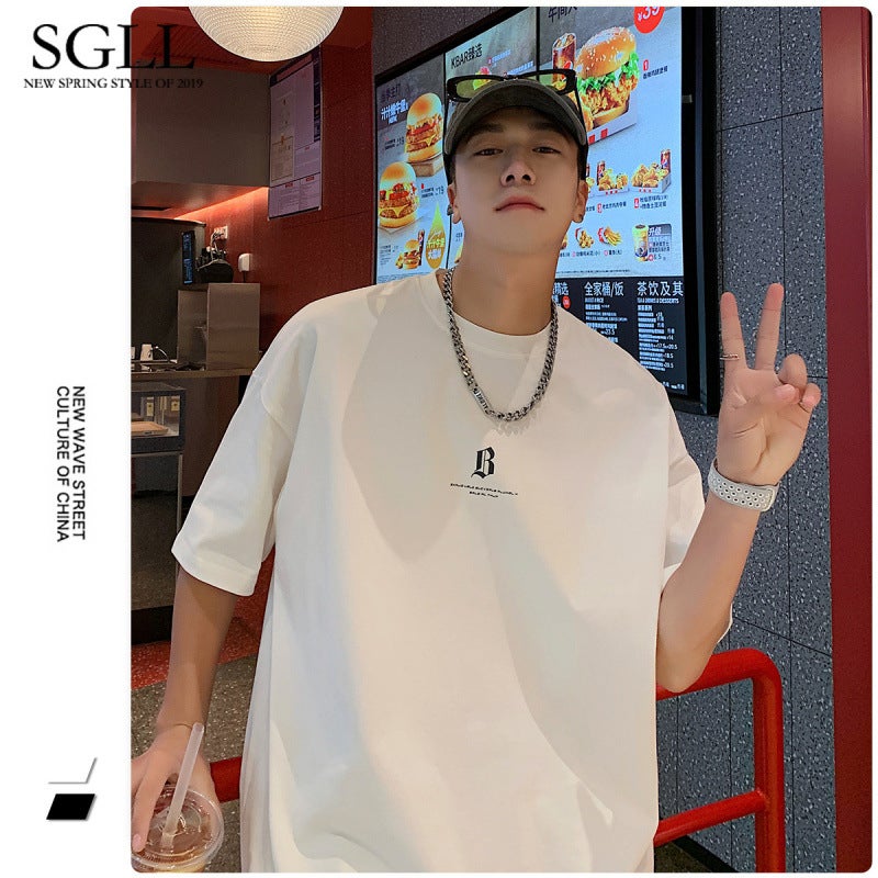 Trendy Chinese Style T-Shirt, Hong Kong Style Summer Short-Sleeve T-Shirt For Men, Trendy Brand Loose Fit Casual Versatile T-Shirt For Men - Image 2