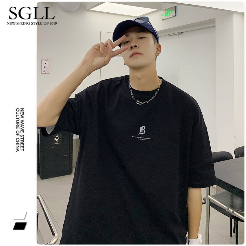 Trendy Chinese Style T-Shirt, Hong Kong Style Summer Short-Sleeve T-Shirt For Men, Trendy Brand Loose Fit Casual Versatile T-Shirt For Men - Image 4