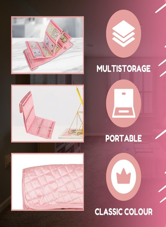 Sakuya Foldable Organizer with 18 Pockets Quilted Cover |Versatile Travel Storage for Cosmetics, Jewelry, Kids' Toys & Stationery |Secure Zipper Closures-Pink - Image 4