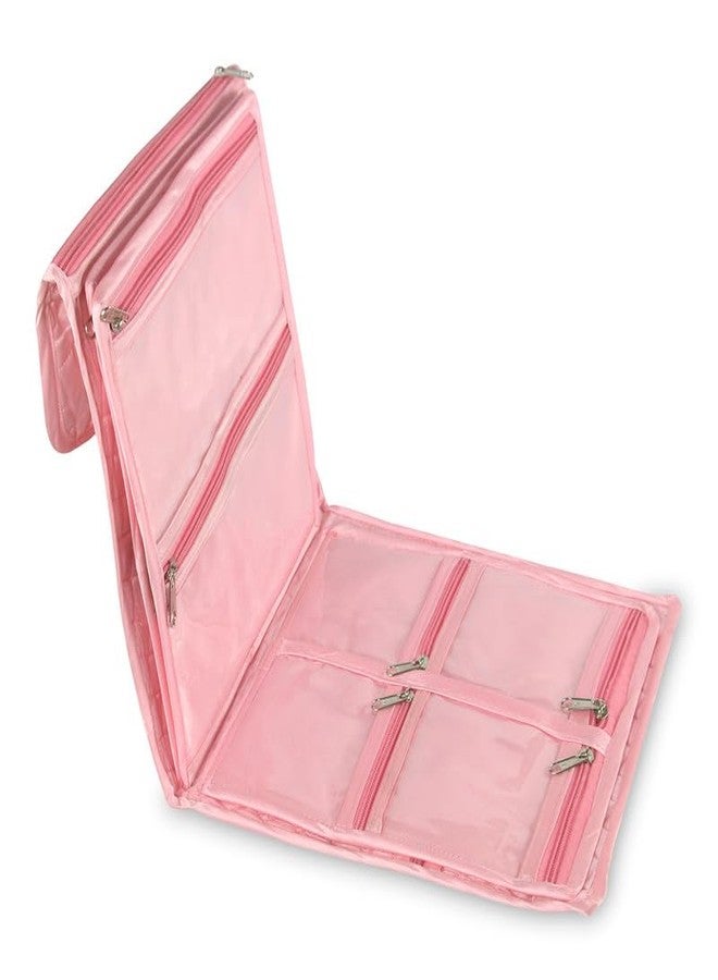 Sakuya Foldable Organizer with 18 Pockets Quilted Cover |Versatile Travel Storage for Cosmetics, Jewelry, Kids' Toys & Stationery |Secure Zipper Closures-Pink - Image 2