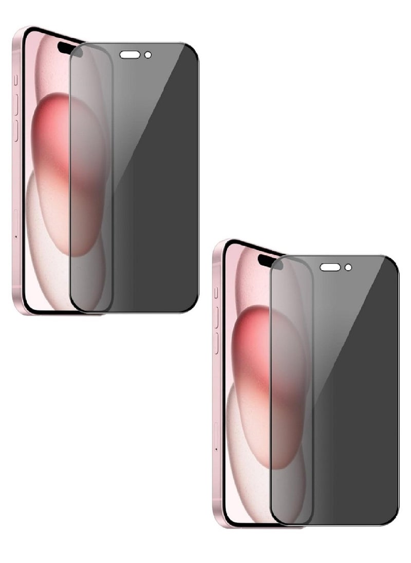 we3 2 Pieces Tempered Glass Screen Protector Anti-Spy Privacy Designed For iPhone 15 Full Glue Edge to Edge Full Screen Coverage And Bubble Free - Image 1