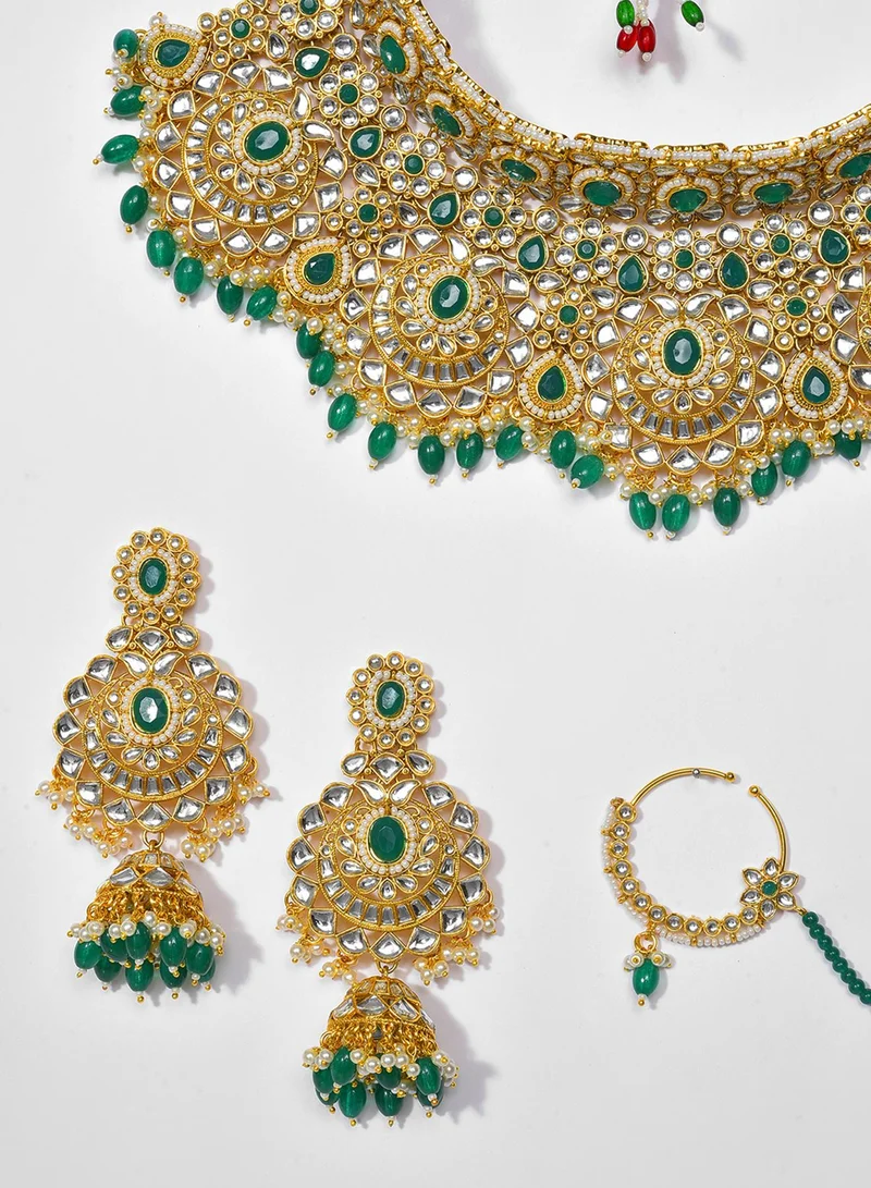 SOHI Stone Studded & Beaded Artificial Jewellery Set